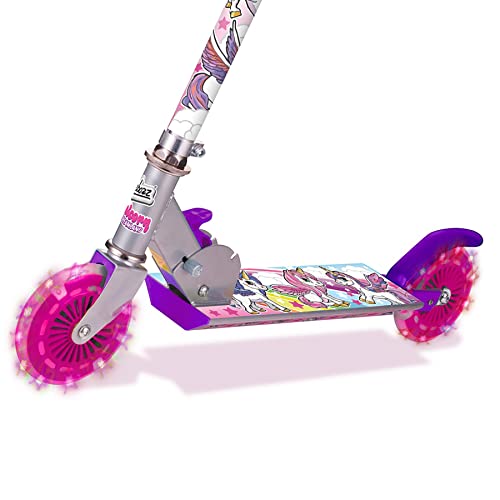 Ozbozz SV13988 Unicorn Scooter with 2 Light up Wheels, Pink Purple Silver