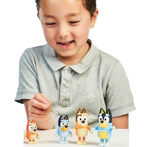 Bluey Figurines, Multicoloured, Family 4-pack (Original Version)