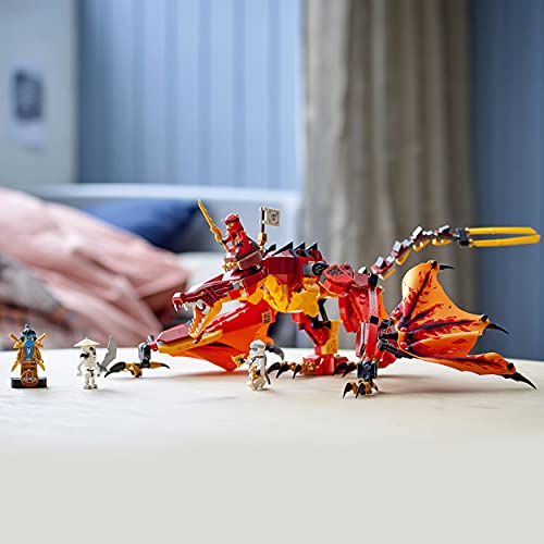 LEGO 71753 NINJAGO Legacy Fire Dragon Attack Toy with Kai, Zane and Nya Minifigures, Ninja Play Set, Gifts for 8 Plus Year Old Boys & Girls