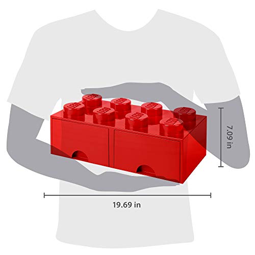 LEGO Brick with 2 Drawers With 8 Knobs, in Red