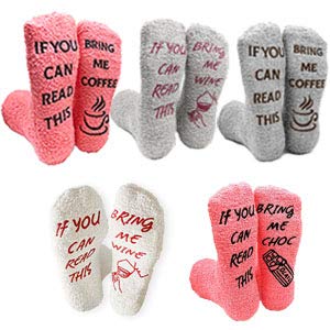 Bring Me Funny Fuzzy Socks Novelty Calender Birthday Valantine Gift for Women Wife Daughter Girlfriend, Coffee Socks, for 5-14