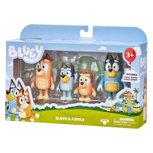 Bluey Figurines, Multicoloured, Family 4-pack (Original Version)