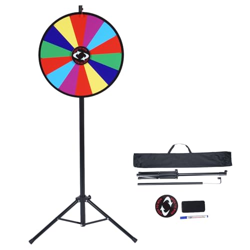 Tcatec 20" Color Prize Wheel 14 Slots Fortune Roulette Spinning Game Height Adjustable with Tripod Stand for Christmas,Carnival,Trade Show,Spinning Game Party Pub