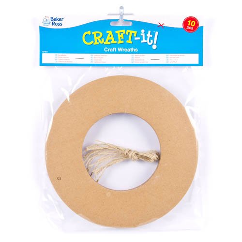 Baker Ross AF903 Craft Wreaths - Pack of 10, Wreath Making Kit, Great for Christmas Wreath Diy Kit, Wreath Making Supplies for Autumn and Wreaths for Crafts for Children,Brown,21cm - Gift Guide