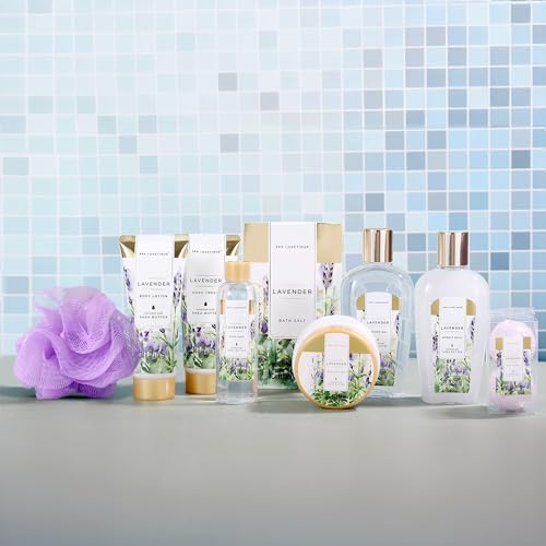 Pamper Gifts for Women-Spa Luxetique Spa Gift Set, 10pcs Lavender Bath Gift Set, Relaxing Bath Set with Bubble Bath, Body Lotion, Hand Cream, Mothers Day Gifts, Mum Birthday Gifts Christmas gifts