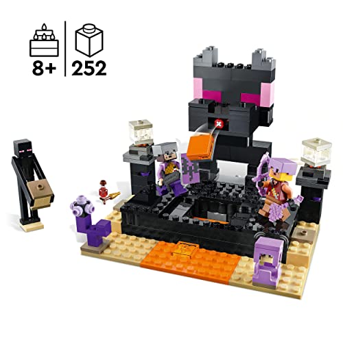 LEGO Minecraft The End Arena, Player-vs-Player Battle Playset, Action Toys for Kids, Boys & Girls 8 Plus Years Old, with Lava, Ender Dragon and Enderman Figures 21242