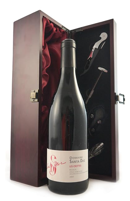 Cotes-Du-Rhone Villages 'Les Crottes' 2007 Domaine Santa Duc (Red wine) vintage wine in a silk lined wooden box with four wine accessories, 1 x 750ml