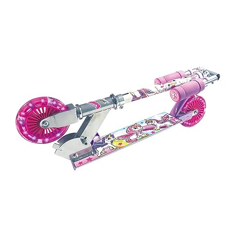 Ozbozz SV13988 Unicorn Scooter with 2 Light up Wheels, Pink Purple Silver