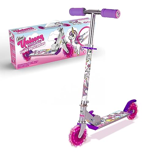 Ozbozz SV13988 Unicorn Scooter with 2 Light up Wheels, Pink Purple Silver