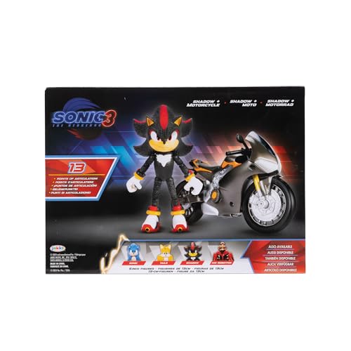 Jamakie 424064 (motorcycle) Sonic 3 Movie-5" Figure w/Vehicle (mortorcycle), C