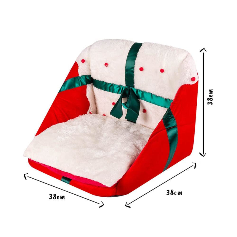 allpetsolutions Christmas Dog Bed | 3-in-1 Foldable Dog/Cat Cave Bed | Xmas Gift For Pets | Soft Cave Red Dog Puppy Bed with Reversible Cushion - 38x38x38cm - Gift Guide