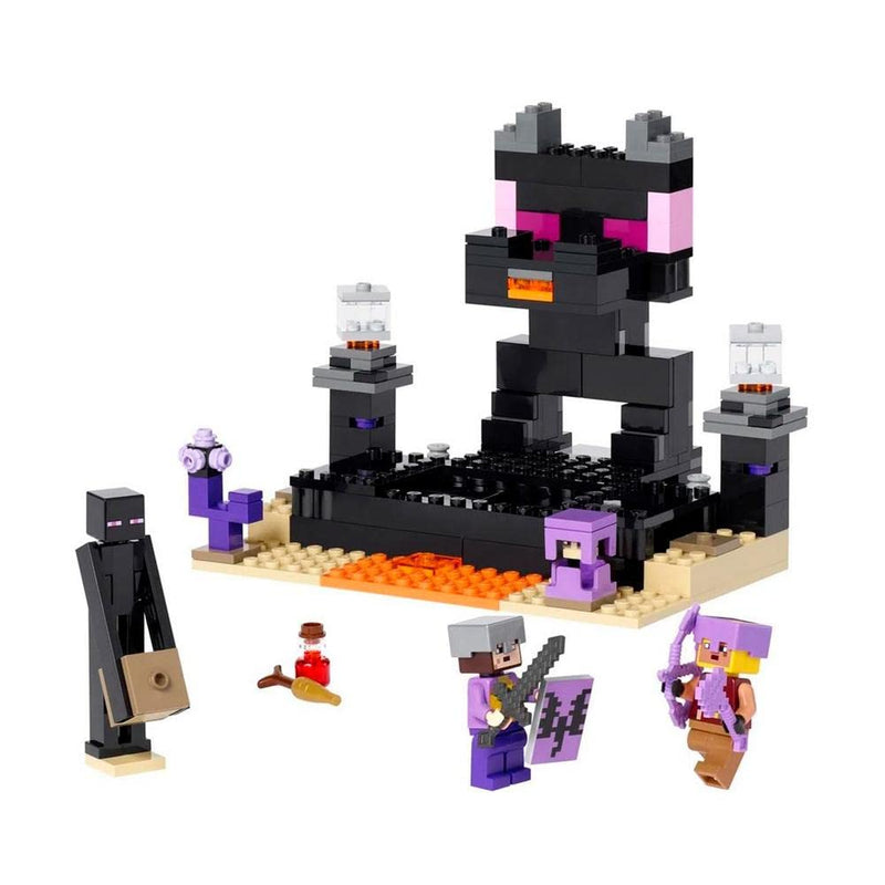 LEGO Minecraft The End Arena 21242, Player-vs-Player Battle Playset with Lava, Ender Dragon and Enderman Figures, Action Toys for Kids 8 Plus Years Old, Golden