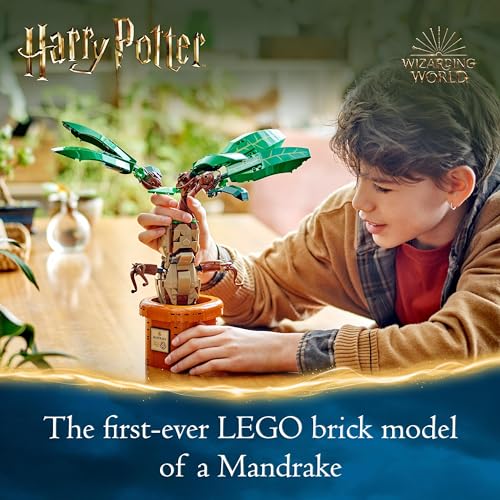 LEGO Harry Potter Mandrake Plant Toy Figure and Pot, Magical Set, Wizarding World Gift Idea for Girls, Boys and Fans, Imaginative Kids, Bedroom Decoration or Desk Accessory 76433