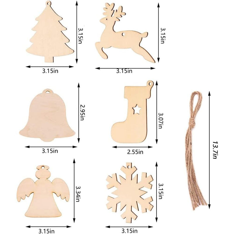 10 Pieces Christmas Tree Wooden Bauble Hanging Ornaments Natural Wooden Tree Shape Wooden Embellishments Round Wood Slices for Christmas Wedding Party Decoration, Tree - Gift Guide