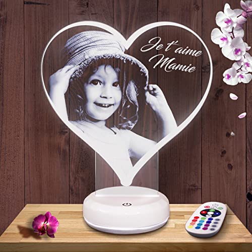 Lampephoto.fr, Personalised lamp with photo, gifts idea for women, Mothers Day gifts, Valentine's Day, personalised gifts for Mum Grandmother laser engraving on plexiglass, Christmas, Birthday for her