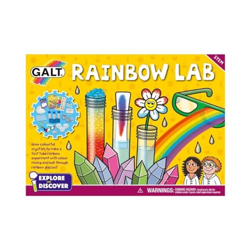 Galt Rainbow Lab - Explore & Discover Childrens Science Kit - 12 Science Experiments for Kids, Colourful Crystals - STEM Toys & National Curriculum Compatible - Gifts for Boys & Girls Ages 5 + - Gift Guide