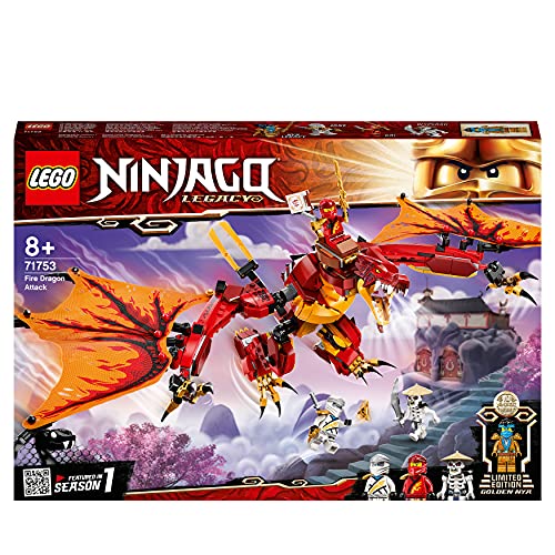 LEGO 71753 NINJAGO Legacy Fire Dragon Attack Toy with Kai, Zane and Nya Minifigures, Ninja Play Set, Gifts for 8 Plus Year Old Boys & Girls