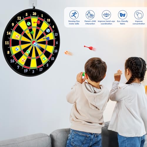 29 Inches Kids Dart Board Set,Double Sided Dart Board with 12 Sticky Balls,6 Darts,Indoor & Outdoor Party Games Toys Gifts for 3 4 5 6 7 8 9 10 11 12+ Year Old Boys Girls and Adult - Gift Guide