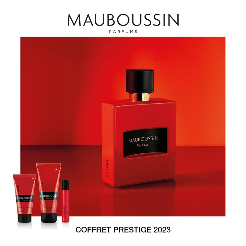 Mauboussin - Prestige Set 2023 Pour Lui In Red : Eau de Parfum, Shower Gel, Shower Gel & Travel Spray