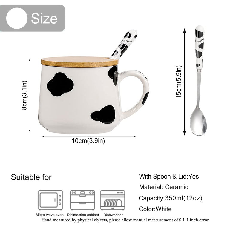 Gifts for Women Cute Cow Coffee Mug Tea Cup with Spoon Lid,Kawaii Stuff Funny Cool Mugs Valentine's Mother's Day Halloween Xmas Gifts for Her Wife Mum Grandma Boyfriend Girl Teacher Friend,Birthday