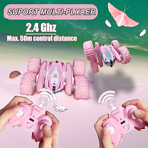 Remote Control Cars,Pink Rc Car for Girls with Unicorn Pattern,4WD 2.4Ghz RC Stunt Car:360° Flips/180° Rotation/Lights,Girls Toys Age 3,4,5,6,7,8,9,Unicorn Gifts for Girls,Girls Toys Birthday Presents - Gift Guide