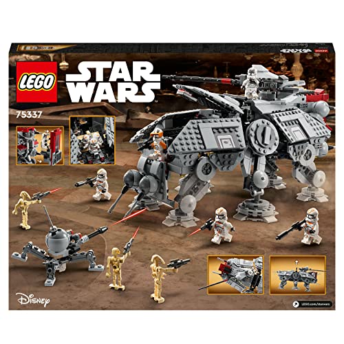 LEGO Star Wars AT-TE Walker Poseable Toy, Revenge of the Sith Set, Gift for Kids, Boys & Girls, with 3 212th Clone Troopers, Dwarf Spider & Battle Droid Figures 75337