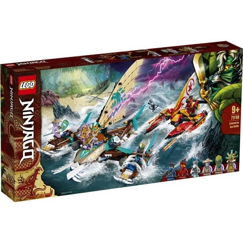 LEGO 71748 NINJAGO Catamaran Sea Battle Building Set with 4 Boat Toys and Kai, Jay and Zane Minifigures