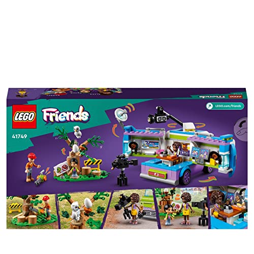 LEGO Friends Newsroom Van, Animal Rescue Playset, Pretend to Film and Report News with Toy Truck, Owl Figure and Aliya Mini-Doll, Gift for Girls, Boys and Kids 6 Plus Years Old 41749