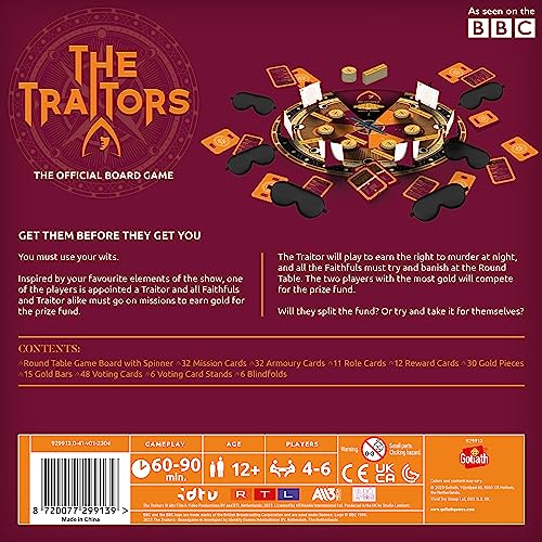 Goliath Games Presents: The Traitors - Official Board Game | Based on the Hit BBC Show | Can the Faithfuls Catch the Traitor? | For 4-6 Players | Ages 12+