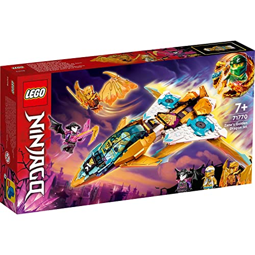 LEGO 71770 Ninijago Zane's Golden Dragon Jet, Toy Plane Set, Birthday Gift Idea for Kids, Boys and Girls 7 Plus Years Old with Cole and Zane Minifigures, Multicolor