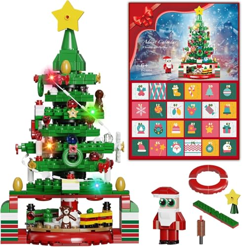 ZIQILIGHTING Christmas Advent Calendar Building Kit, 24 Days Countdown Advent Calendar Playset with Christmas Tree and Santa, Display Christmas for Collectors Teens and Adults（434PCS） - Gift Guide