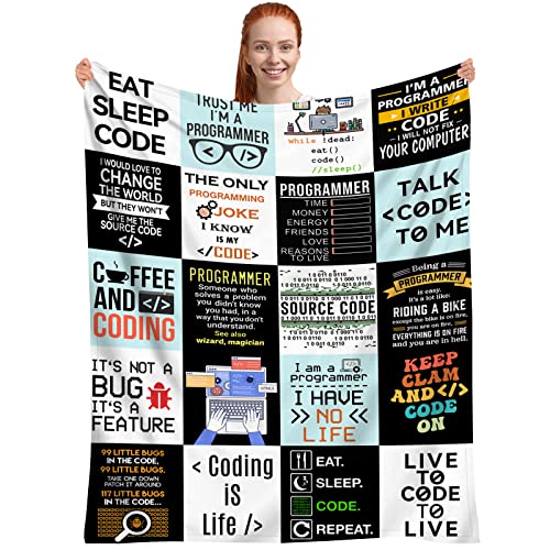 XVBCDFG Programmer Blanket, Computer Programmer Gifts for Men Women, Funny Nerd Gifts, Geek Gifts for Programmer Software Engineers Boyfriend, Programming Student Graduation Gifts Blanket