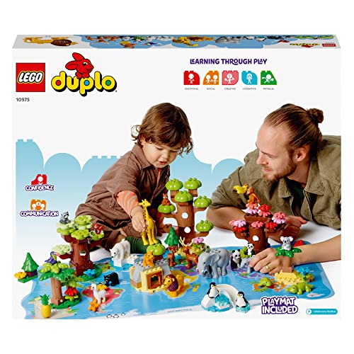 LEGO DUPLO Wild Animals of the World Toy with 22 Animal Figures, Sounds and World Map Playmat, Educational Gifts for Toddlers, Kids, Girls & Boys Aged 2-5 Year Old 10975