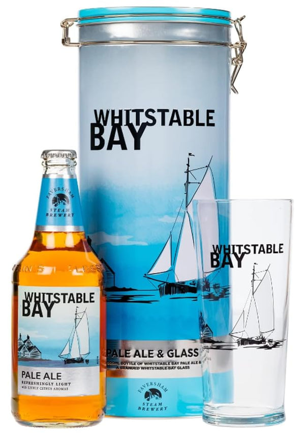 Whitstable Bay Craft Beer Gift Set - Refreshingly Light Pale Ale with Branded Glass in Collectible Tin Gift Box for Christmas Gifts Stocking Fillers, Birthday Gifts for Men Dad