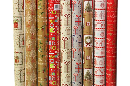 4 x 10m Christmas Wrapping Paper Rolls - Kids Snowman / Santa / Penguin / Reindeer - Gift Guide