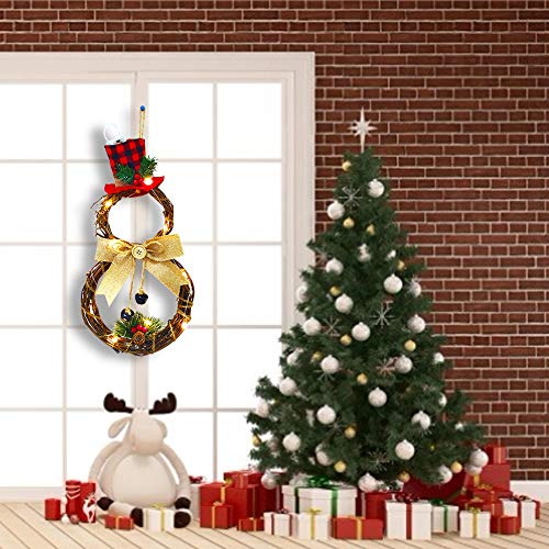 Warmiehomy Christmas Wreath LED Decorative Wreath, Artificial Snowman Door Wreath Garland Christmas Decoration for Front Door Xmas New Year Home Holiday Decor Gift - Gift Guide