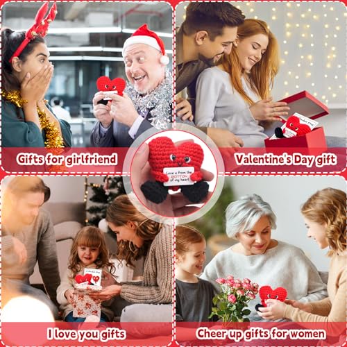 Pipihome Pocket Hug Heart, I Love You Heart Doll, Valentines Gifts for Him Her Kids, Everything I Know About Love, Good Luck Gifts for Birthday Wedding Valentine