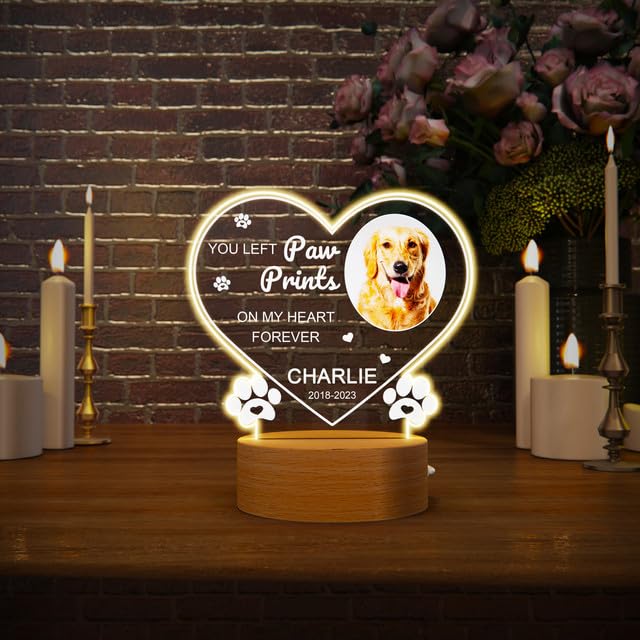 HOBULL Personalised Dog Memorial Gifts,Pet Memorial Gifts,Customised Dog Memorial Photo Frame,Pet Memorial Plaque with Photo&Name for Loss of a Dog Gift,Dog Remembrance Gifts,Dog Bereavement Gifts - Gift Guide