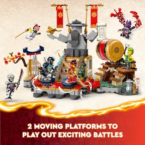 LEGO NINJAGO Tournament Battle Arena Set, Ninja Adventure Toys for 7 Plus Year Old Boys & Girls, with 6 Minifigures including Characters Jay and Kai, Dragons Rising Birthday Gift for Kids 71818