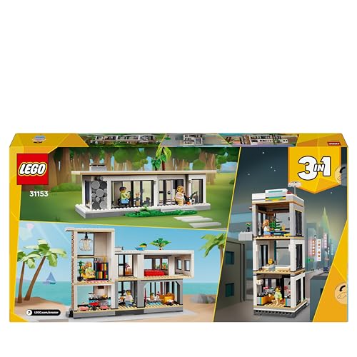 LEGO Creator 3in1 Modern House to 3-Storey City Building to Forest Cabin Set, Model Building Kit for Kids, Gift Idea for 9 Plus Year Old Boys and Girls 31153