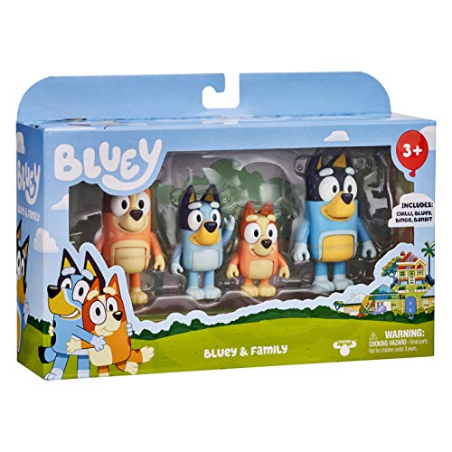 Bluey Figurines, Multicoloured, Family 4-pack (Original Version)