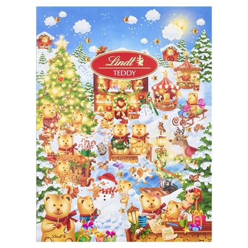 Lindt Teddy Winter Wonderland Advent Calendar 2024 | Medium 170 g | A selection of 24 Milk and White Chocolates for Him and Her - Gift Guide