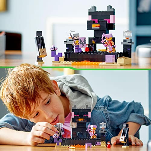 LEGO Minecraft The End Arena, Player-vs-Player Battle Playset, Action Toys for Kids, Boys & Girls 8 Plus Years Old, with Lava, Ender Dragon and Enderman Figures 21242