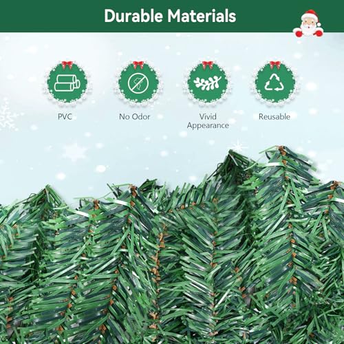 16.4FT/5M Christmas Garland, Christmas Garland with Lights, 100 LEDs Light Up Christmas Decorations Wreath Artificial Greeny Christmas Garland for Fireplace Stair Front Door Xmas Tree Decor - Gift Guide