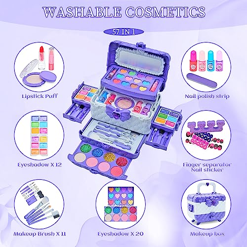 Kids Makeup Sets For Girls - Girl Toys Children Makeup Set Washable Make Up Set for Little Girls,Princess Play Games Kids Toys Presents,Teenage Girls Gifts Christmas Birthday Age 4-12 Year Old(purple - Gift Guide