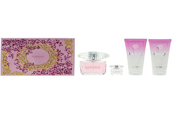 Versace Bright Crystal 4 Piece Gift Set: Eau De Toilette 90ml - Shower Gel 100ml - Body Lotion 100ml - Eau De Toilette 5ml