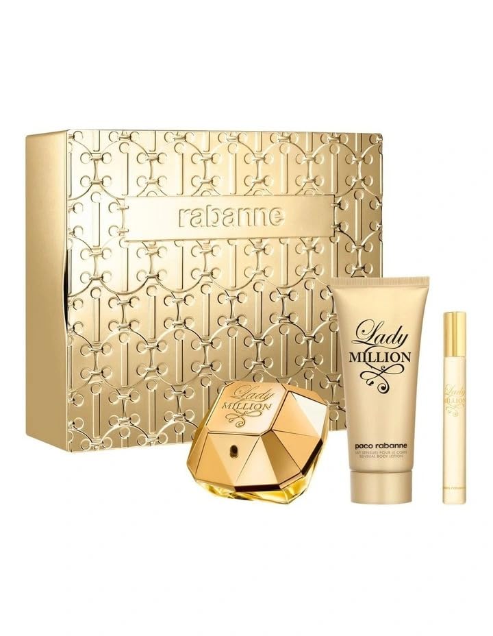 PACO RABANNE LADY MILLION SET 80ML EAU DE PARFUM SPRAY+100ML BODY LOTION+10ML TRAVEL SPRAY - 1SET