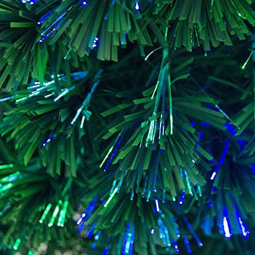 HOMCOM 4FT Green Fibre Optic Artificial Christmas Tree Xmas Colourful LED Scattered Tree with Snowflakes Ornaments Fireproofing - Gift Guide