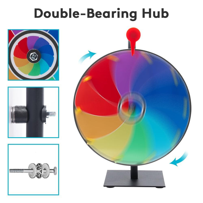 HUHUPET 12 Inch Spinning Prize Wheel, 10 Slots Tabletop Roulette Spinner with Dry Erase Marker and Eraser, for Trade Show, Carnival, Party Games