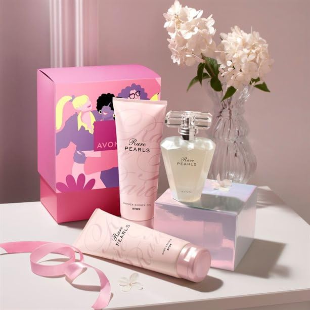 Avon Rare Pearls Perfume EDP Body Lotion & Shower Gel Gift Set - Plus £5 Beauty 1st ltd Gift voucher